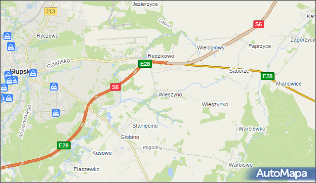 mapa Wieszyno, Wieszyno na mapie Targeo