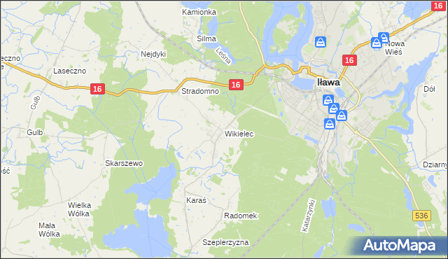 mapa Wikielec gmina Iława, Wikielec gmina Iława na mapie Targeo