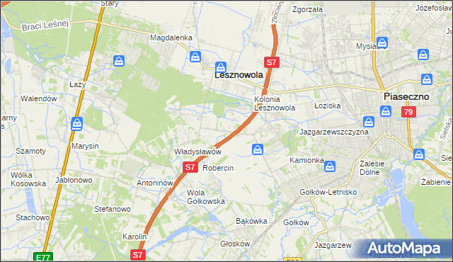 mapa Wilcza Góra gmina Lesznowola, Wilcza Góra gmina Lesznowola na mapie Targeo