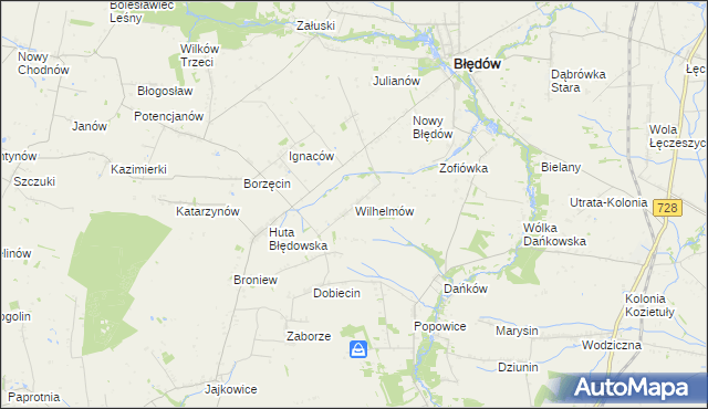 mapa Wilhelmów gmina Błędów, Wilhelmów gmina Błędów na mapie Targeo