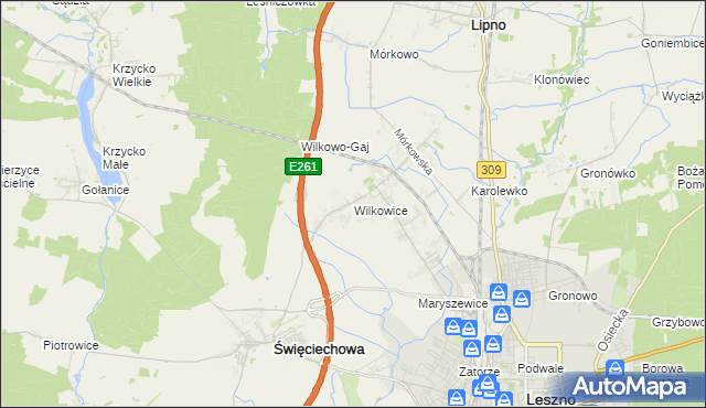 mapa Wilkowice gmina Lipno, Wilkowice gmina Lipno na mapie Targeo