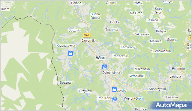 mapa Wisła, Wisła na mapie Targeo