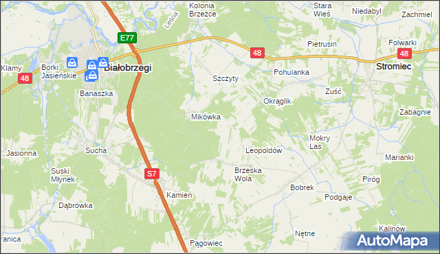 mapa Wojciechówka gmina Białobrzegi, Wojciechówka gmina Białobrzegi na mapie Targeo