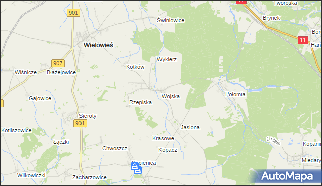 mapa Wojska, Wojska na mapie Targeo