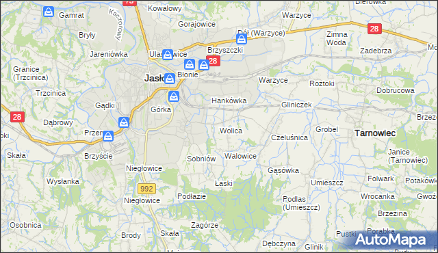 mapa Wolica gmina Jasło, Wolica gmina Jasło na mapie Targeo