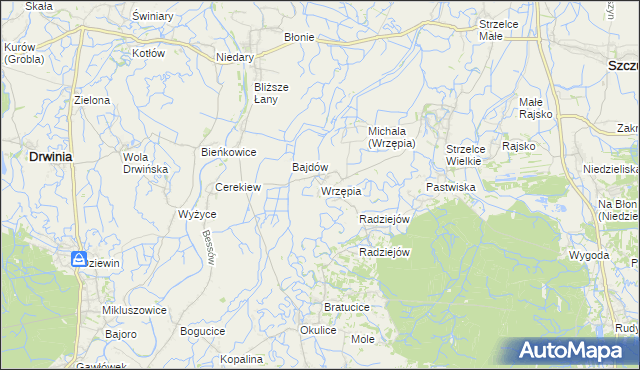 mapa Wrzępia, Wrzępia na mapie Targeo