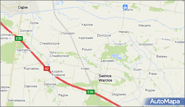 mapa Wyganów gmina Świnice Warckie, Wyganów gmina Świnice Warckie na mapie Targeo