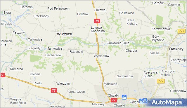 mapa Wysiadłów, Wysiadłów na mapie Targeo