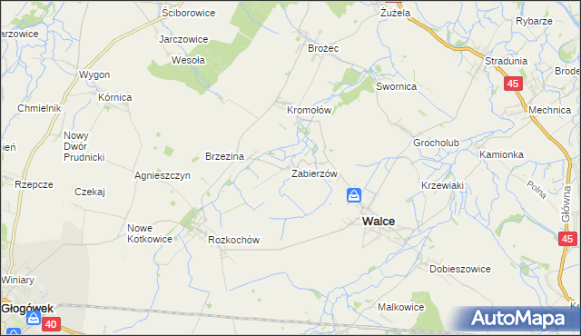 mapa Zabierzów gmina Walce, Zabierzów gmina Walce na mapie Targeo
