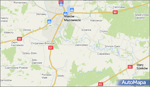 mapa Zakliczewo, Zakliczewo na mapie Targeo