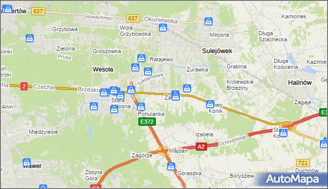 mapa Zakręt gmina Wiązowna, Zakręt gmina Wiązowna na mapie Targeo