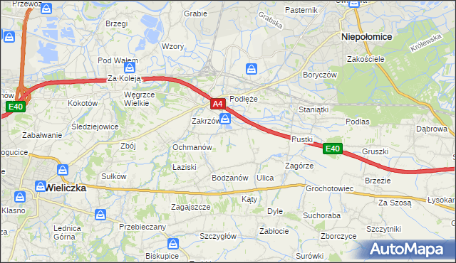 mapa Zakrzowiec, Zakrzowiec na mapie Targeo
