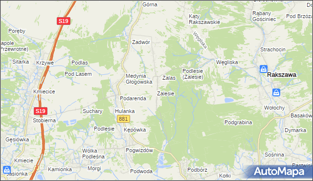mapa Zalesie gmina Czarna, Zalesie gmina Czarna na mapie Targeo