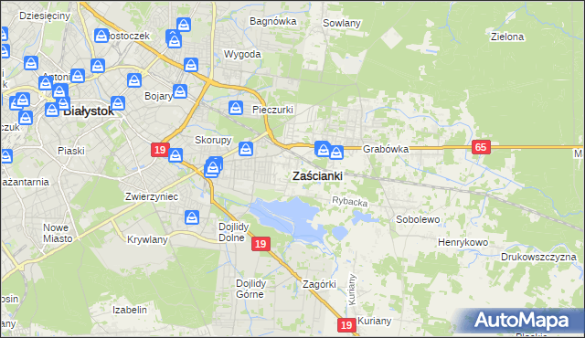 mapa Zaścianki gmina Supraśl, Zaścianki gmina Supraśl na mapie Targeo