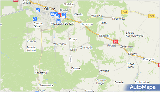 mapa Zimnodół, Zimnodół na mapie Targeo