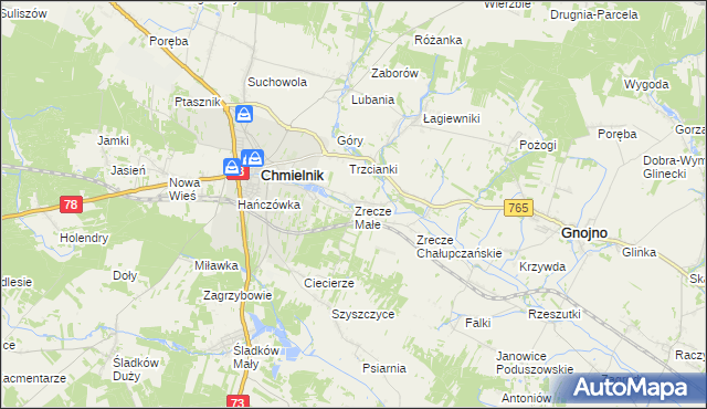 mapa Zrecze Małe, Zrecze Małe na mapie Targeo