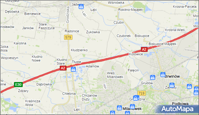 mapa Żuków gmina Grodzisk Mazowiecki, Żuków gmina Grodzisk Mazowiecki na mapie Targeo