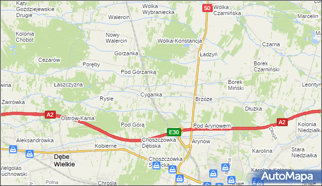 mapa Żuków gmina Mińsk Mazowiecki, Żuków gmina Mińsk Mazowiecki na mapie Targeo