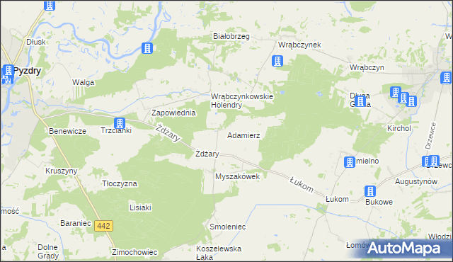 mapa Adamierz gmina Zagórów, Adamierz gmina Zagórów na mapie Targeo