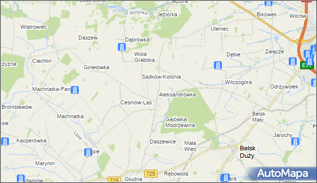 mapa Aleksandrówka gmina Belsk Duży, Aleksandrówka gmina Belsk Duży na mapie Targeo