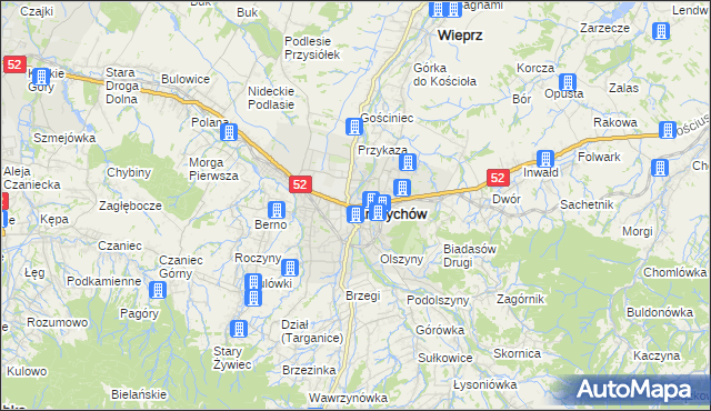 mapa Andrychów, Andrychów na mapie Targeo