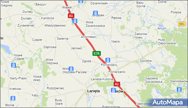 mapa Anielin gmina Łanięta, Anielin gmina Łanięta na mapie Targeo