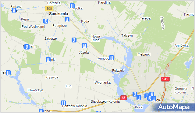 mapa Annopol gmina Kock, Annopol gmina Kock na mapie Targeo