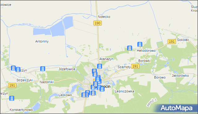 mapa Atanazyn, Atanazyn na mapie Targeo