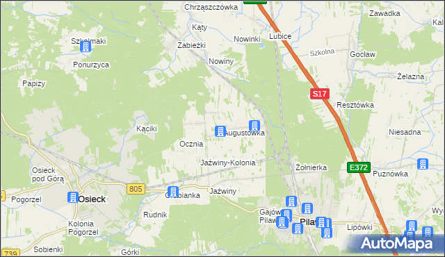 mapa Augustówka gmina Osieck, Augustówka gmina Osieck na mapie Targeo