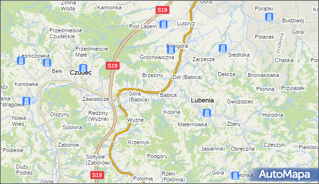 mapa Babica gmina Czudec, Babica gmina Czudec na mapie Targeo
