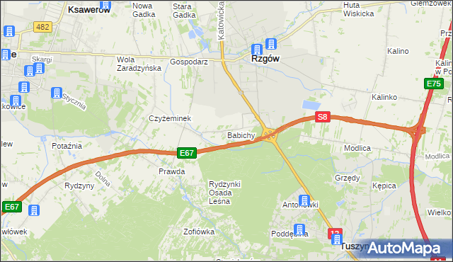mapa Babichy, Babichy na mapie Targeo