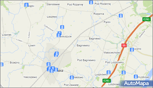 mapa Bagniewko gmina Pruszcz, Bagniewko gmina Pruszcz na mapie Targeo