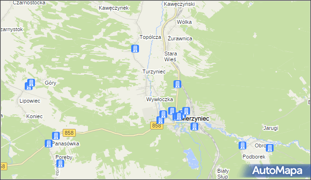 mapa Bagno gmina Zwierzyniec, Bagno gmina Zwierzyniec na mapie Targeo