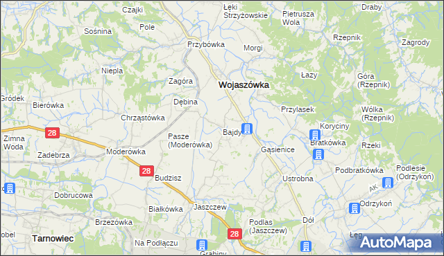 mapa Bajdy gmina Wojaszówka, Bajdy gmina Wojaszówka na mapie Targeo