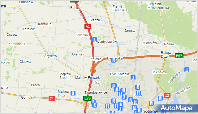 mapa Bąkowiec gmina Grabica, Bąkowiec gmina Grabica na mapie Targeo