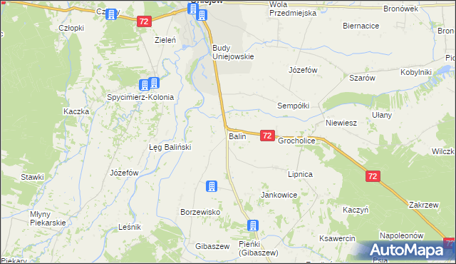 mapa Balin gmina Poddębice, Balin gmina Poddębice na mapie Targeo