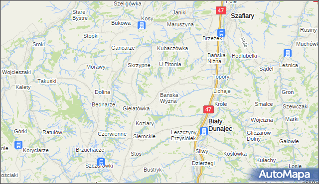 mapa Bańska Wyżna, Bańska Wyżna na mapie Targeo
