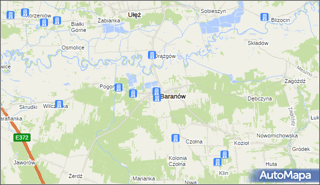 mapa Baranów powiat puławski, Baranów powiat puławski na mapie Targeo