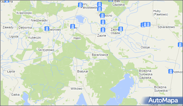 mapa Baranowice gmina Milicz, Baranowice gmina Milicz na mapie Targeo