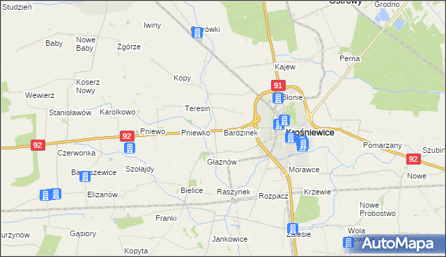 mapa Bardzinek, Bardzinek na mapie Targeo