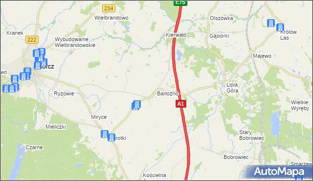 mapa Barłożno, Barłożno na mapie Targeo