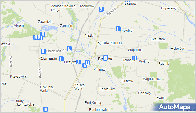 mapa Będków powiat tomaszowski, Będków powiat tomaszowski na mapie Targeo