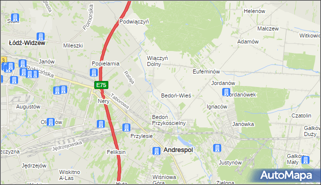 mapa Bedoń-Wieś, Bedoń-Wieś na mapie Targeo
