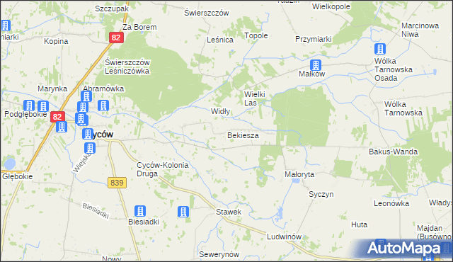 mapa Bekiesza, Bekiesza na mapie Targeo