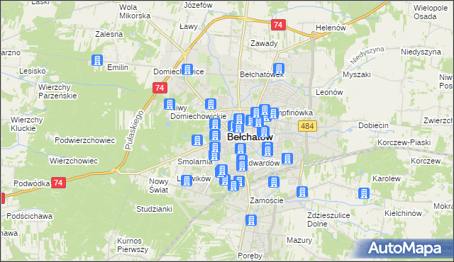 mapa Bełchatów, Bełchatów na mapie Targeo