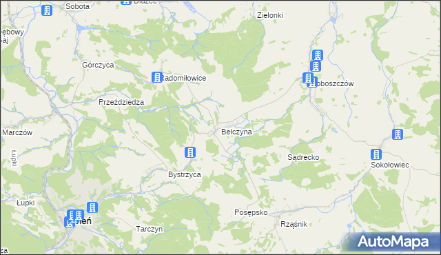 mapa Bełczyna, Bełczyna na mapie Targeo