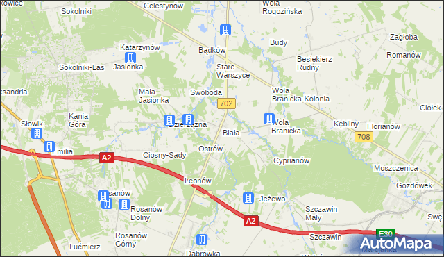 mapa Biała gmina Zgierz, Biała gmina Zgierz na mapie Targeo