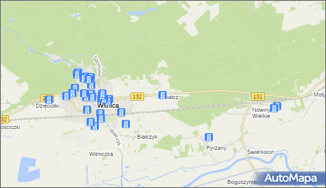 mapa Białcz gmina Witnica, Białcz gmina Witnica na mapie Targeo