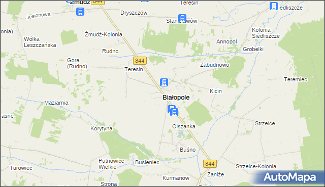 mapa Białopole powiat chełmski, Białopole powiat chełmski na mapie Targeo