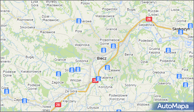 mapa Biecz powiat gorlicki, Biecz powiat gorlicki na mapie Targeo